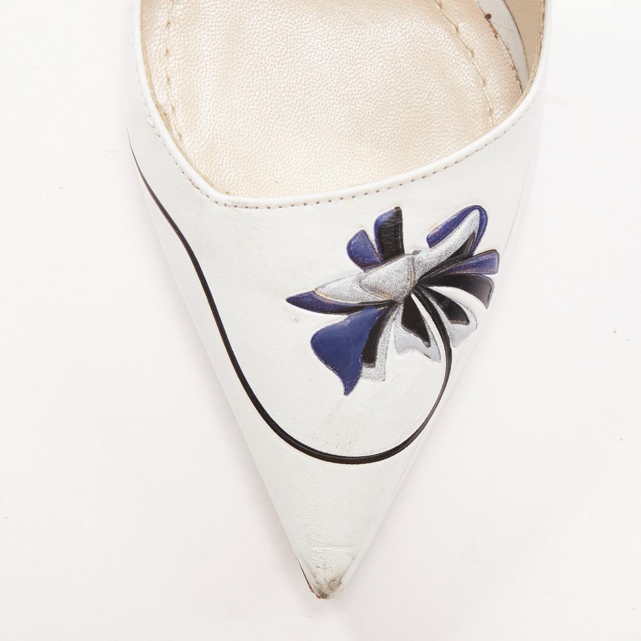DIOR Raf Simons Paradise white leather cursive logo emboss pumps EU35 2