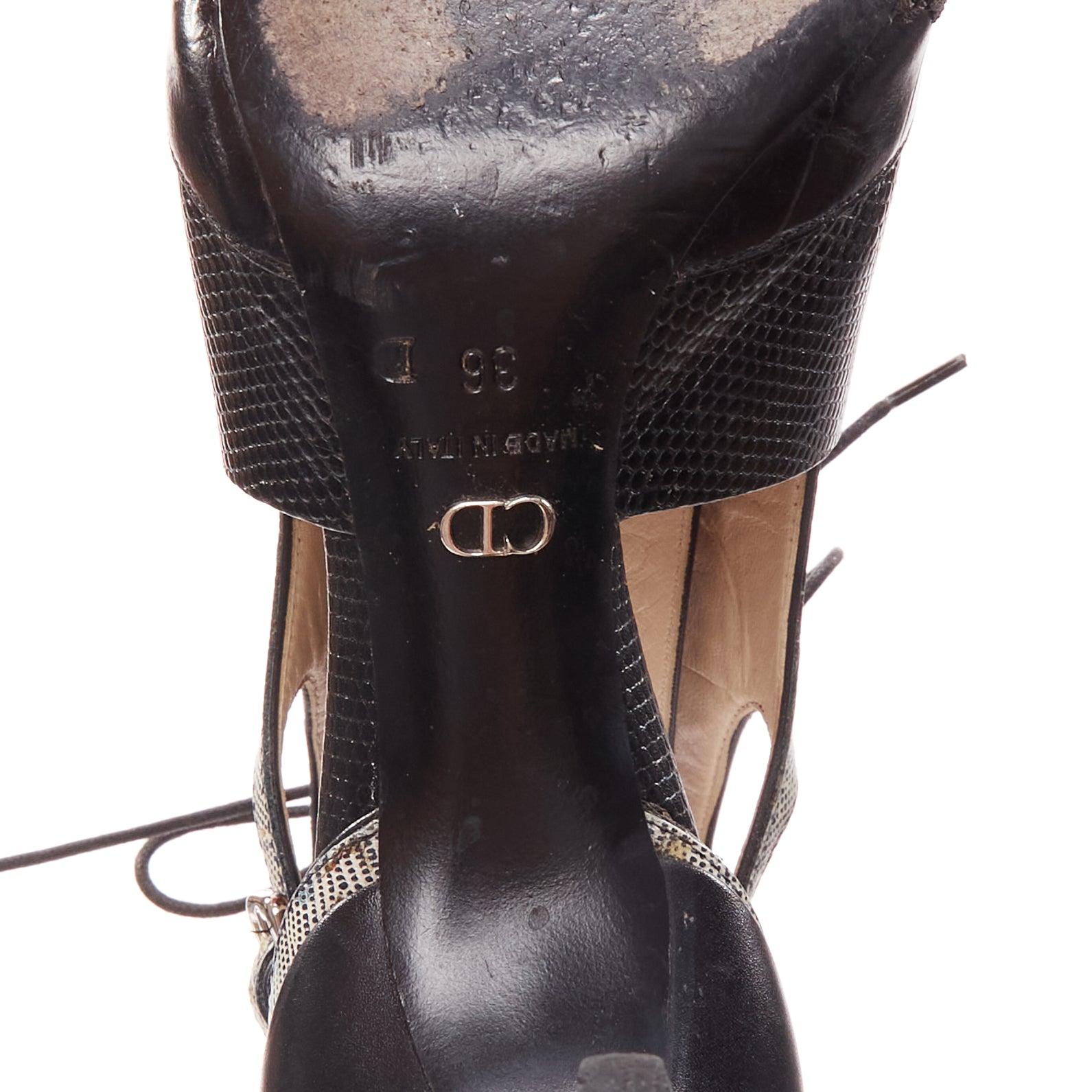 DIOR Raf Simons Pasarela azul metálico negro escamas en relieve botines recortados EU36 en venta 6