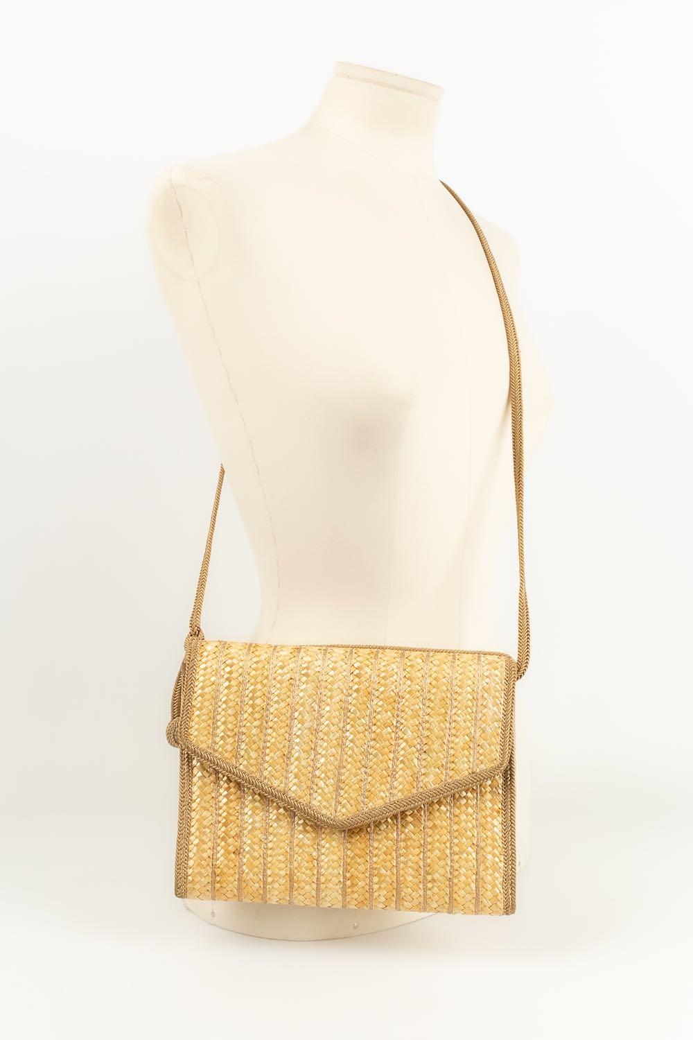 Dior Raffia Clutch Bag in Leather In Good Condition For Sale In SAINT-OUEN-SUR-SEINE, FR