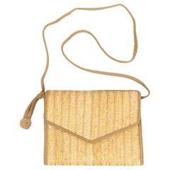 Dior Raffia Clutch Bag in Leather