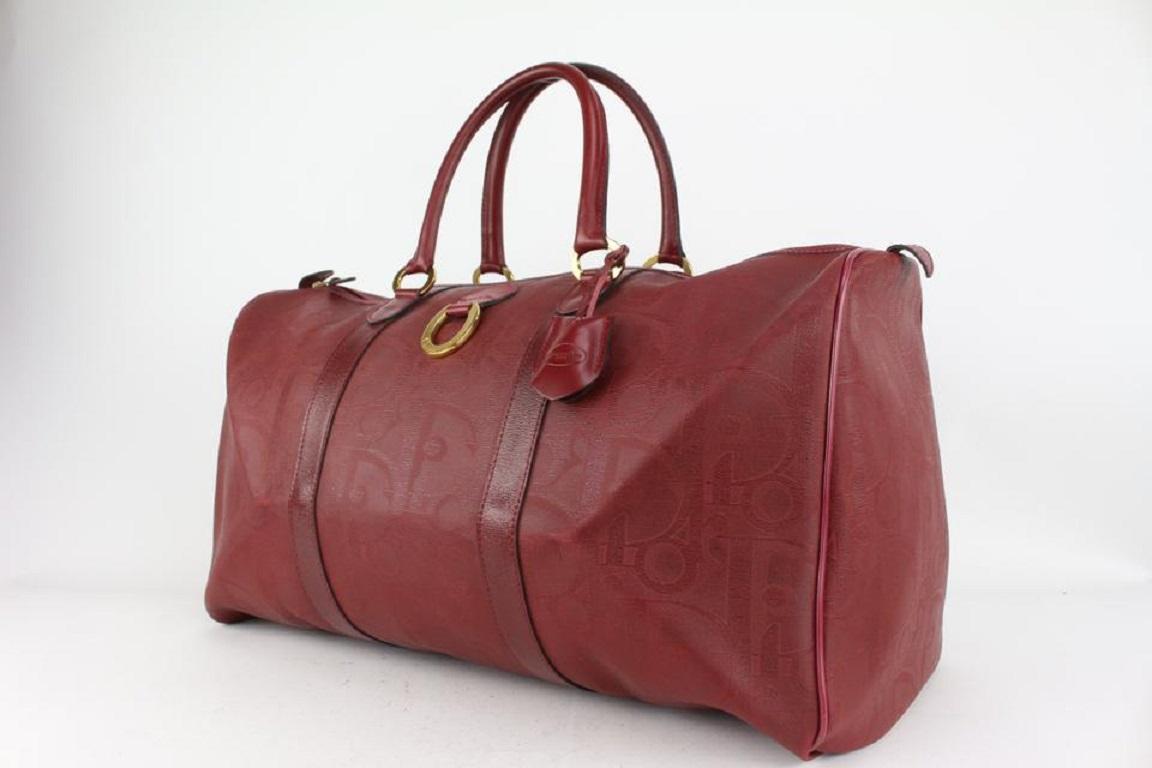 Dior Rare Bordeaux Monogram Trotter Boston Duffle Bag w/ Lock Key 812da3
