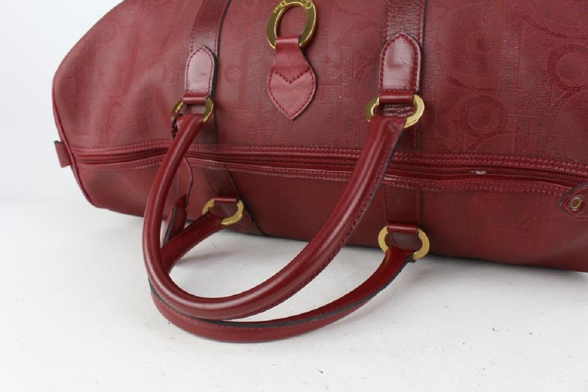 Donna Dior Rare Bordeaux Monogram Trotter Boston Duffle Bag w/ Lock Key 812da3