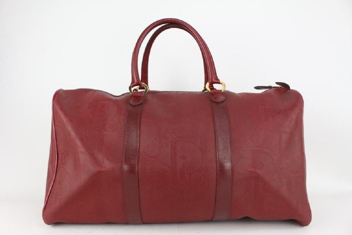 Dior Rare Bordeaux Monogram Trotter Boston Duffle Bag w/ Lock Key 812da3 3