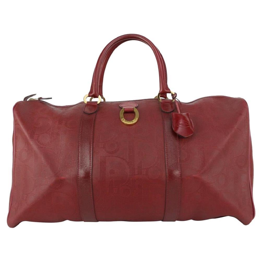 Dior Rare Bordeaux Monogram Trotter Boston Duffle Bag w/ Lock Key 812da3