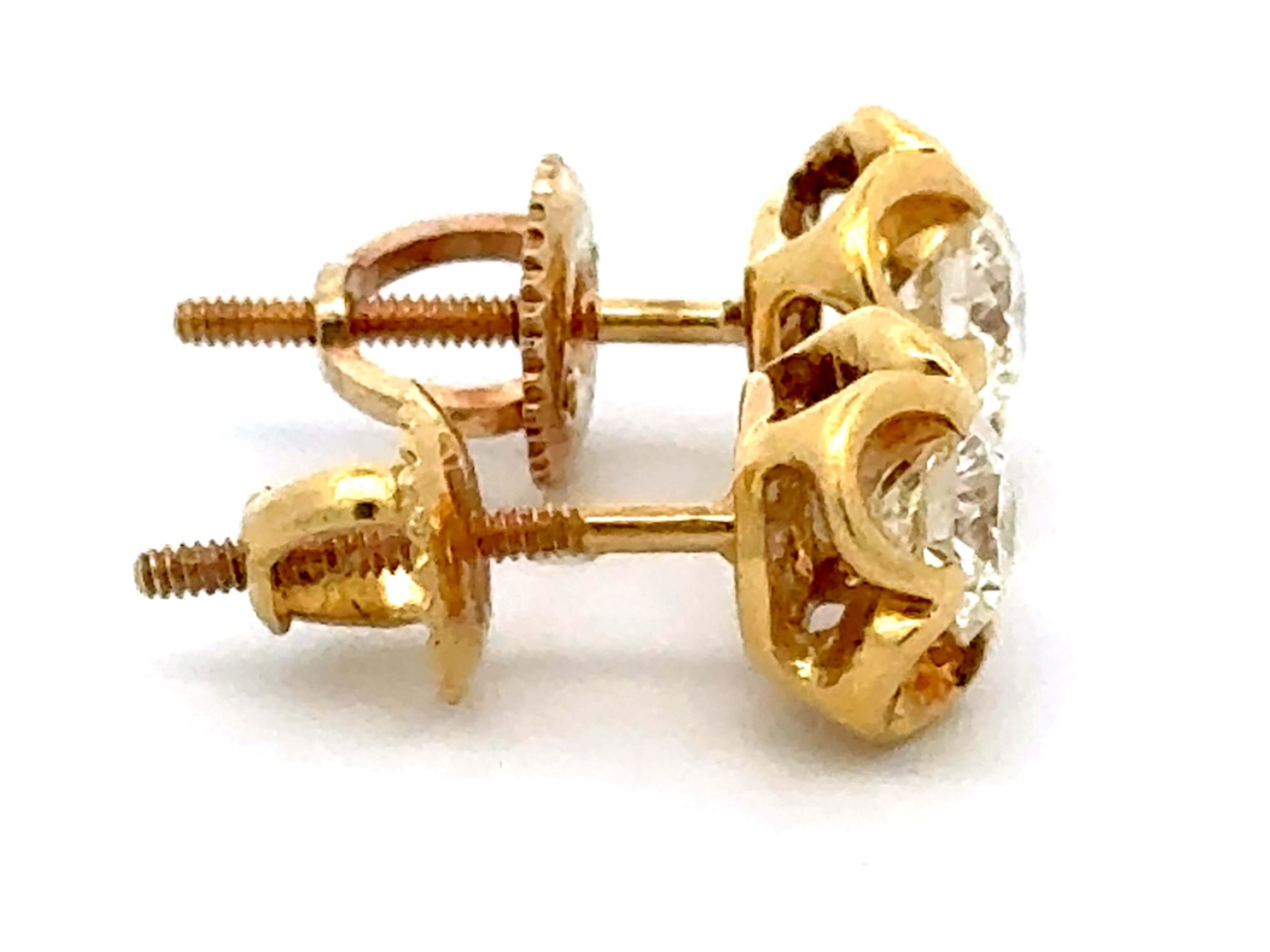 DIOR Rare Vintage Diamond Flower Earrings 18K Yellow Gold In Excellent Condition For Sale In Honolulu, HI