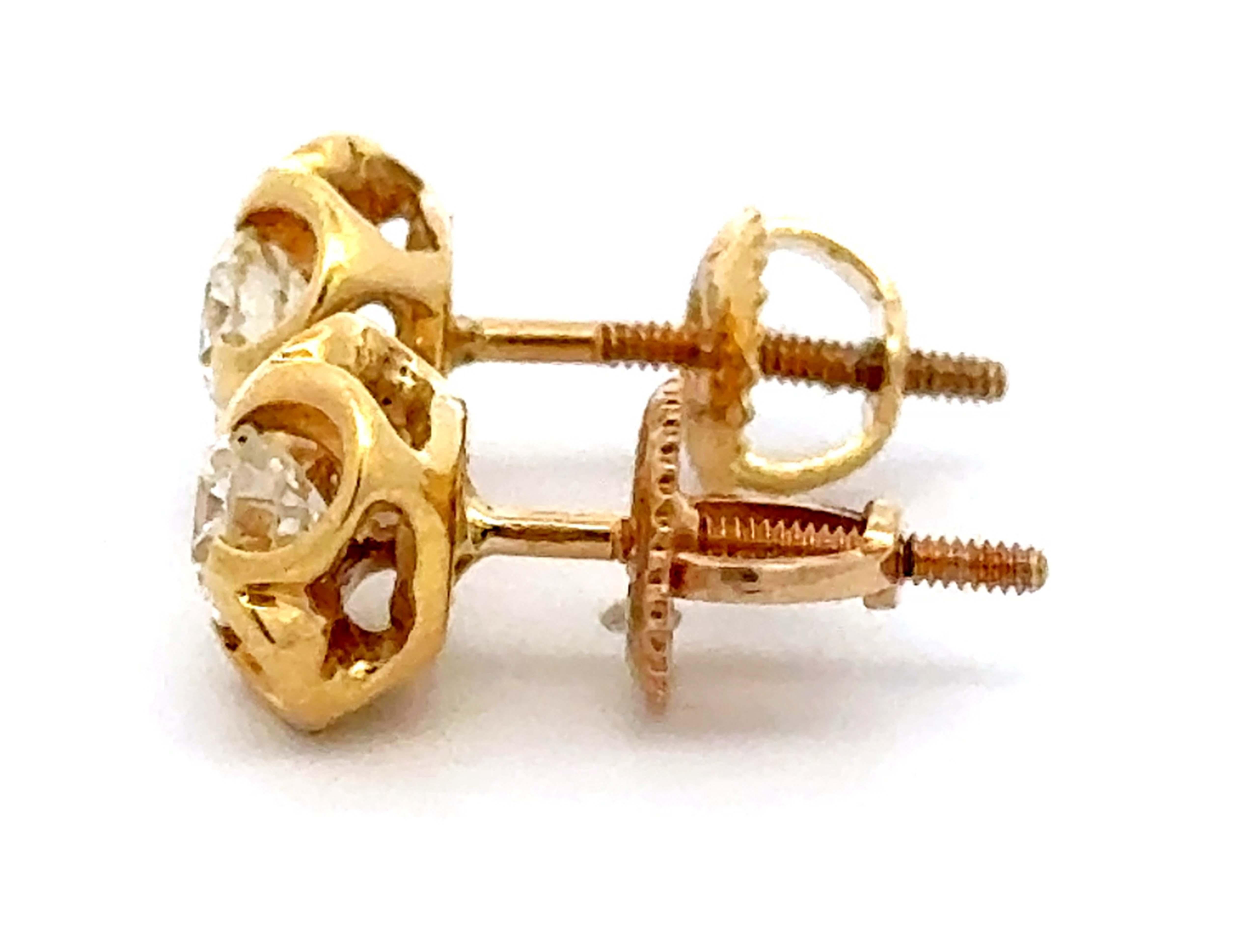 Women's DIOR Rare Vintage Diamond Flower Earrings 18K Yellow Gold For Sale