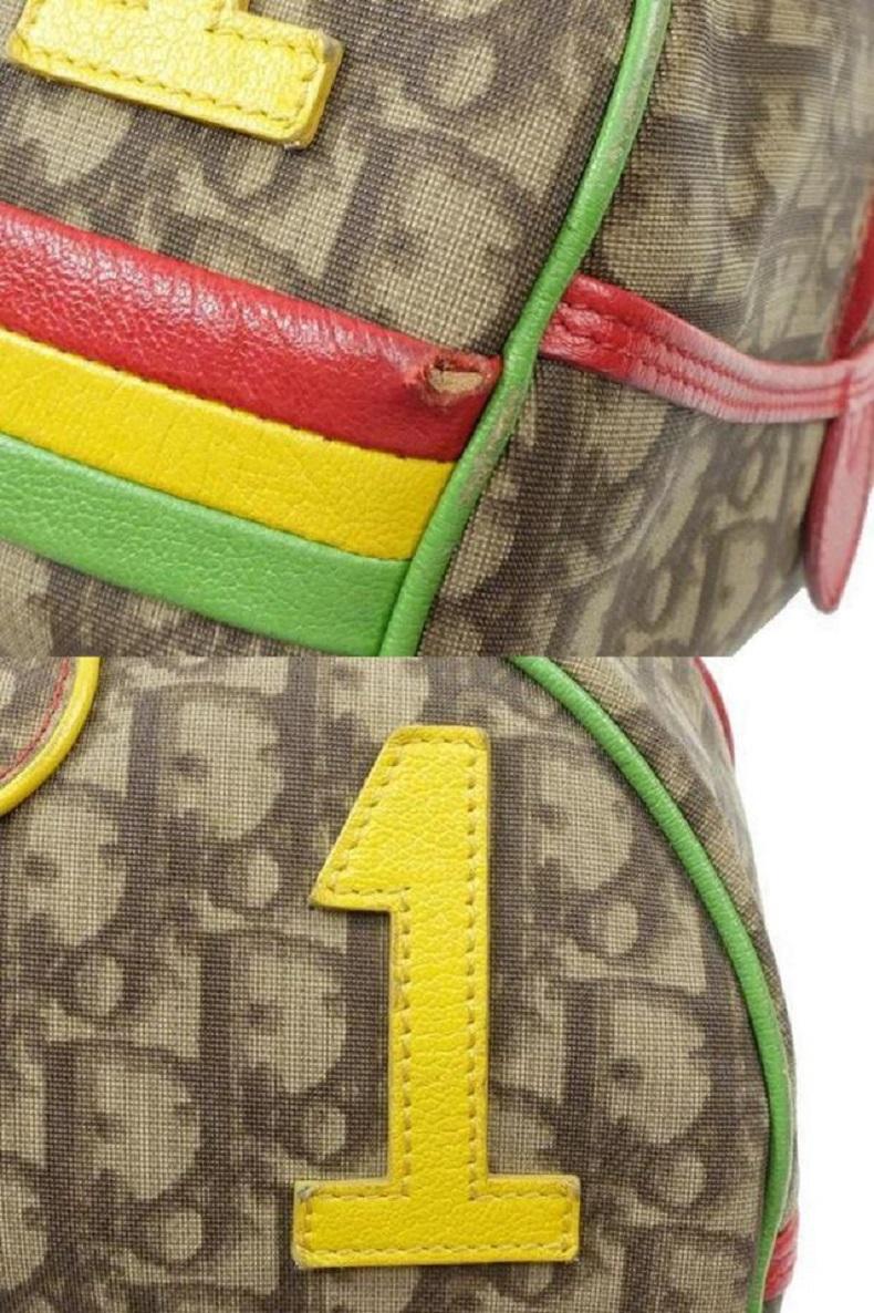 Dior Rasta Monogram Trotter Boston Bag 241487 In Good Condition For Sale In Dix hills, NY