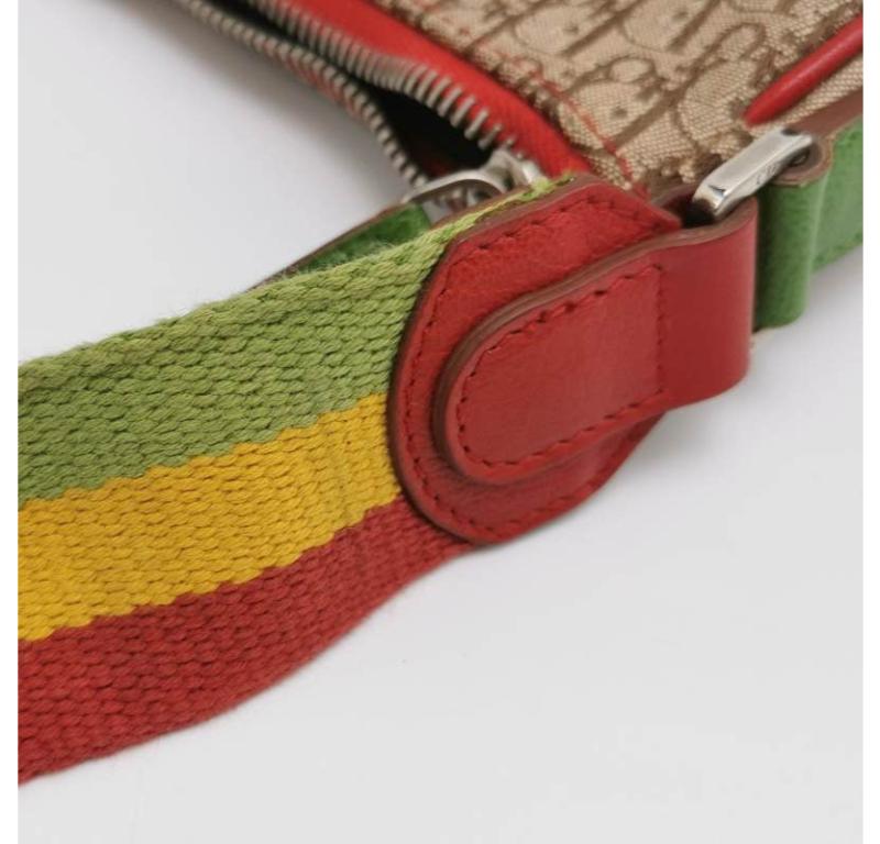 Dior Rasta Trotter Saddle Crossbody Bag Multicolor Canvas Strap For Sale 8