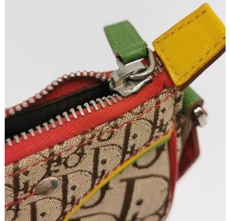 Women's Dior Rasta Trotter Saddle Crossbody Bag Multicolor Canvas Strap For Sale