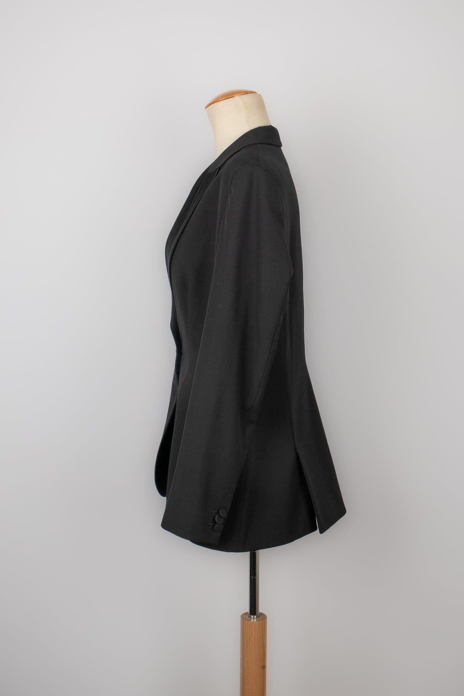 Women's Dior Raw Wool and Black Silk Smoking Jacket, 2003 For Sale