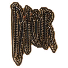 Dior Raymond Pettibon Gold Black Logo Black Crystal Jacket Button Pendant Brooch