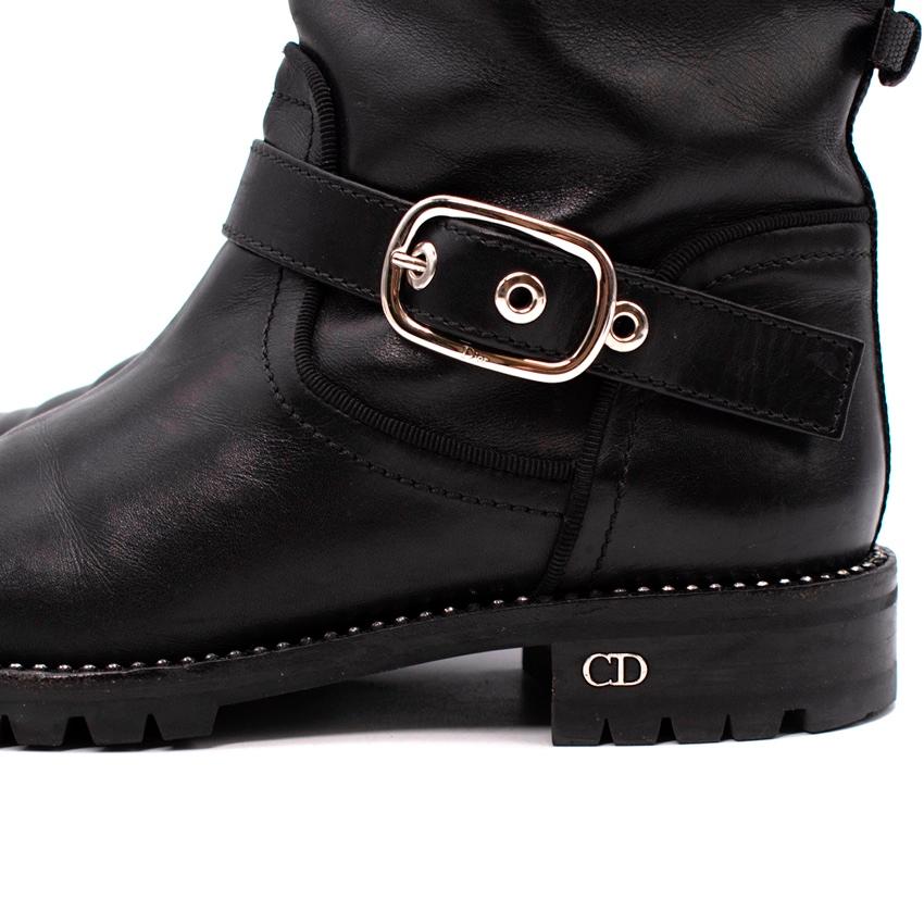 Dior Rebelle Black Leather Biker Boots In Excellent Condition For Sale In London, GB