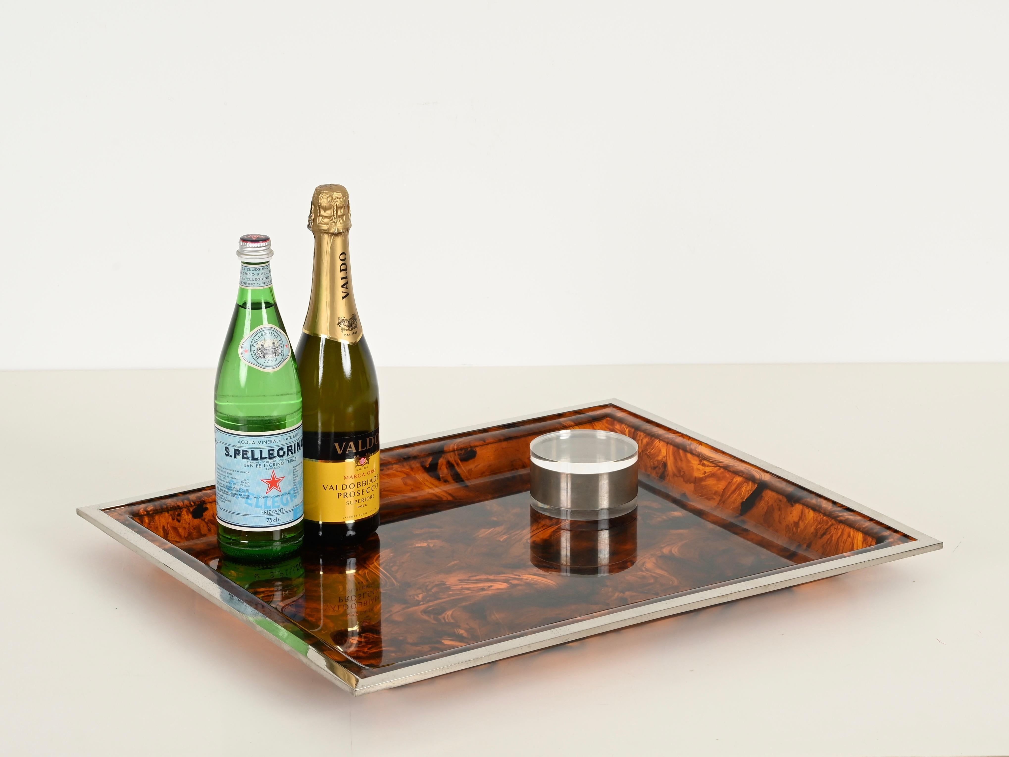 Vassoio rettangolare Dior in lucite effetto tartaruga, Italia, anni '70 in vendita 2