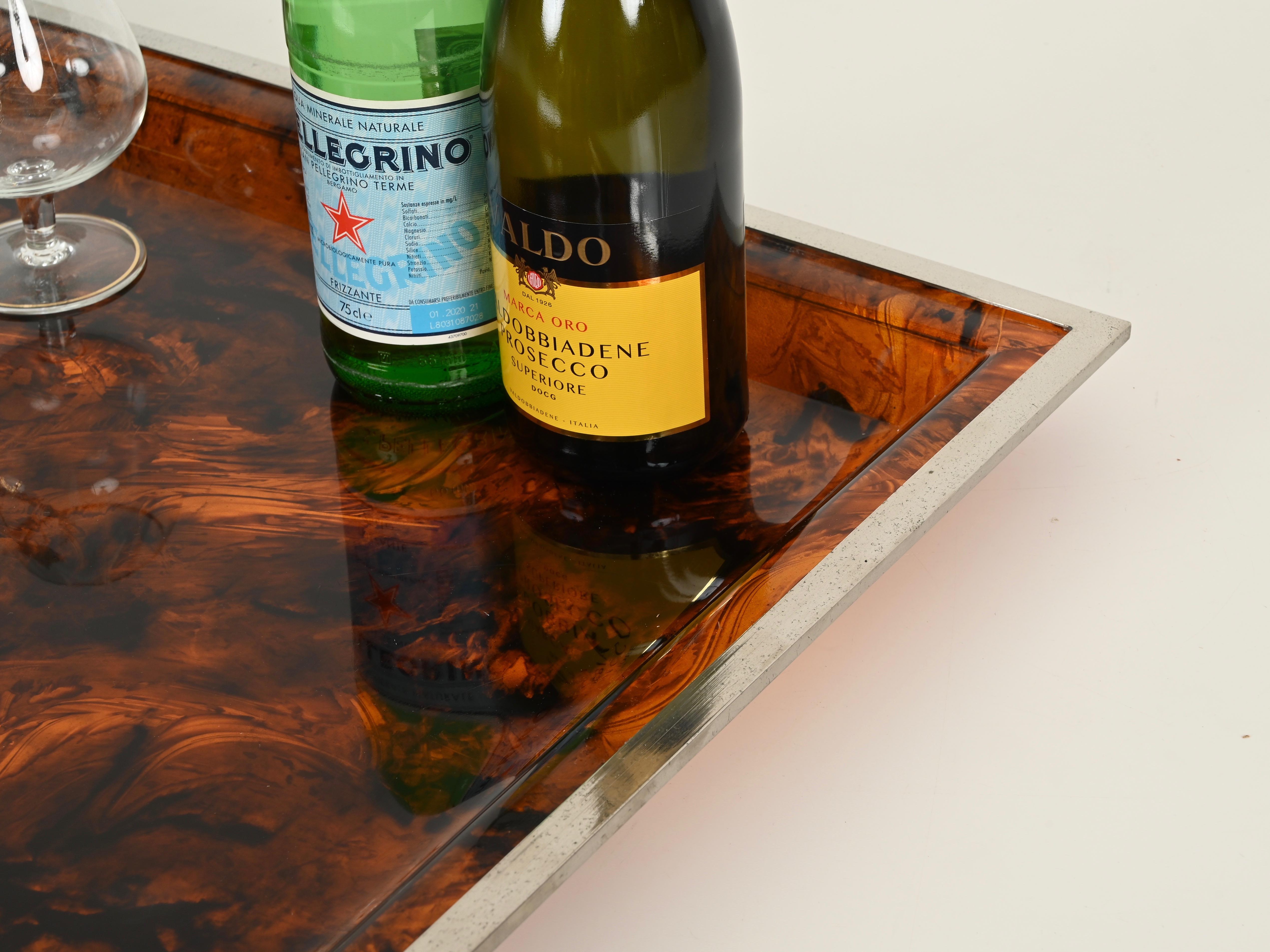 Vassoio rettangolare Dior in lucite effetto tartaruga, Italia, anni '70 in vendita 3