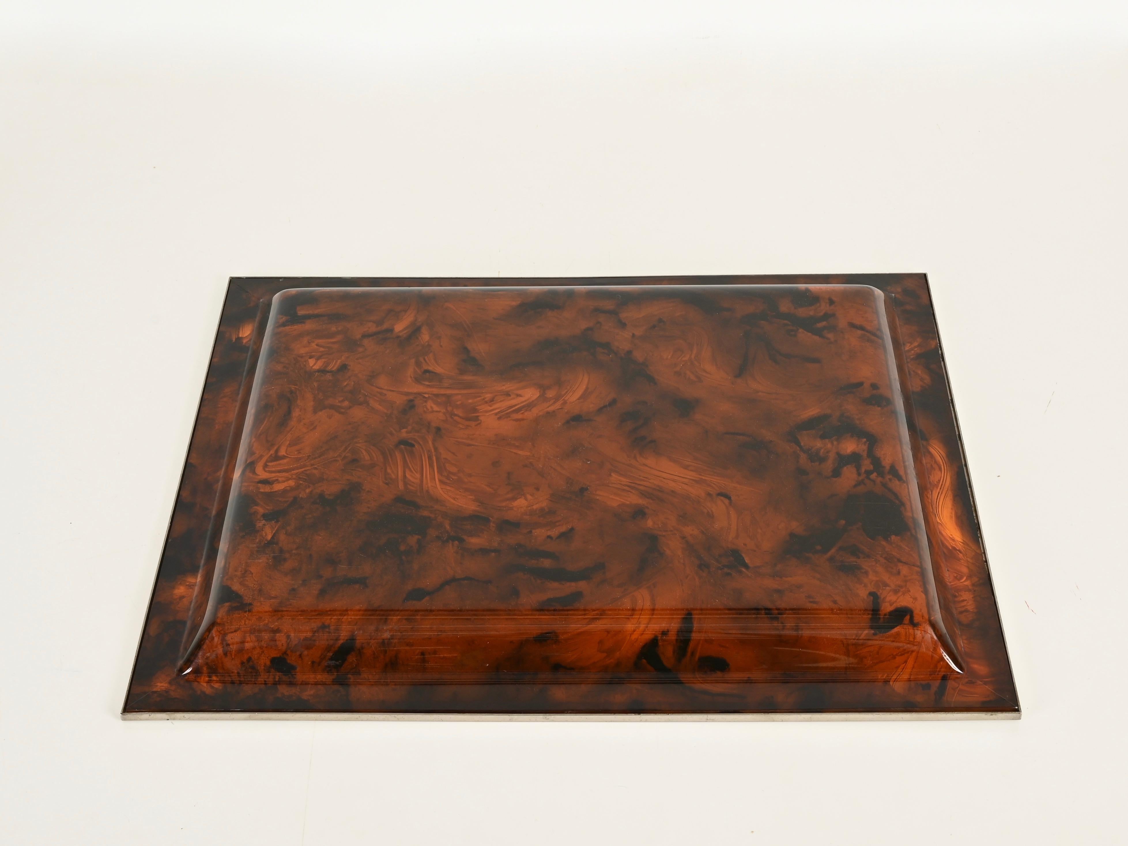 Vassoio rettangolare Dior in lucite effetto tartaruga, Italia, anni '70 in vendita 4