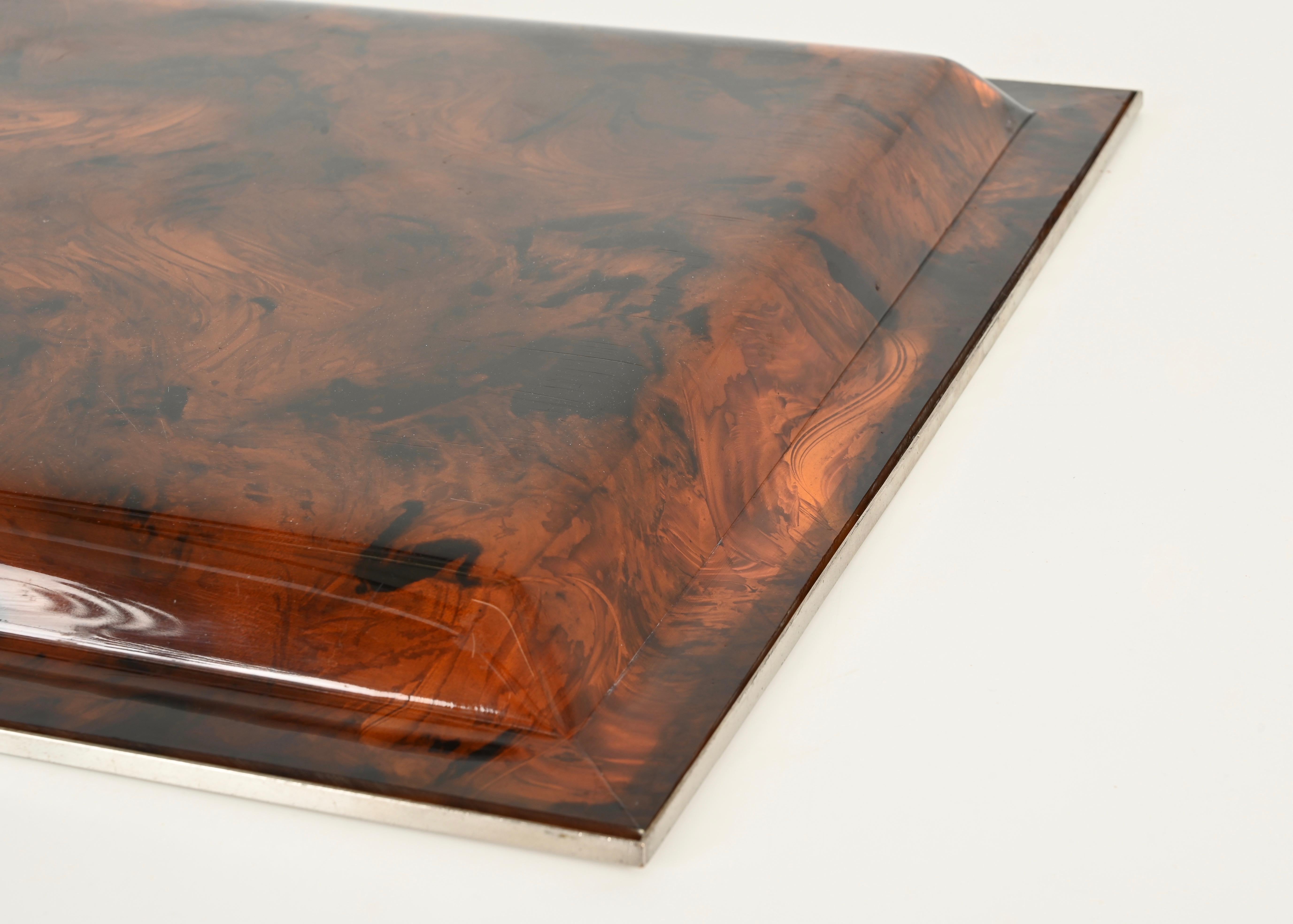 Vassoio rettangolare Dior in lucite effetto tartaruga, Italia, anni '70 in vendita 5