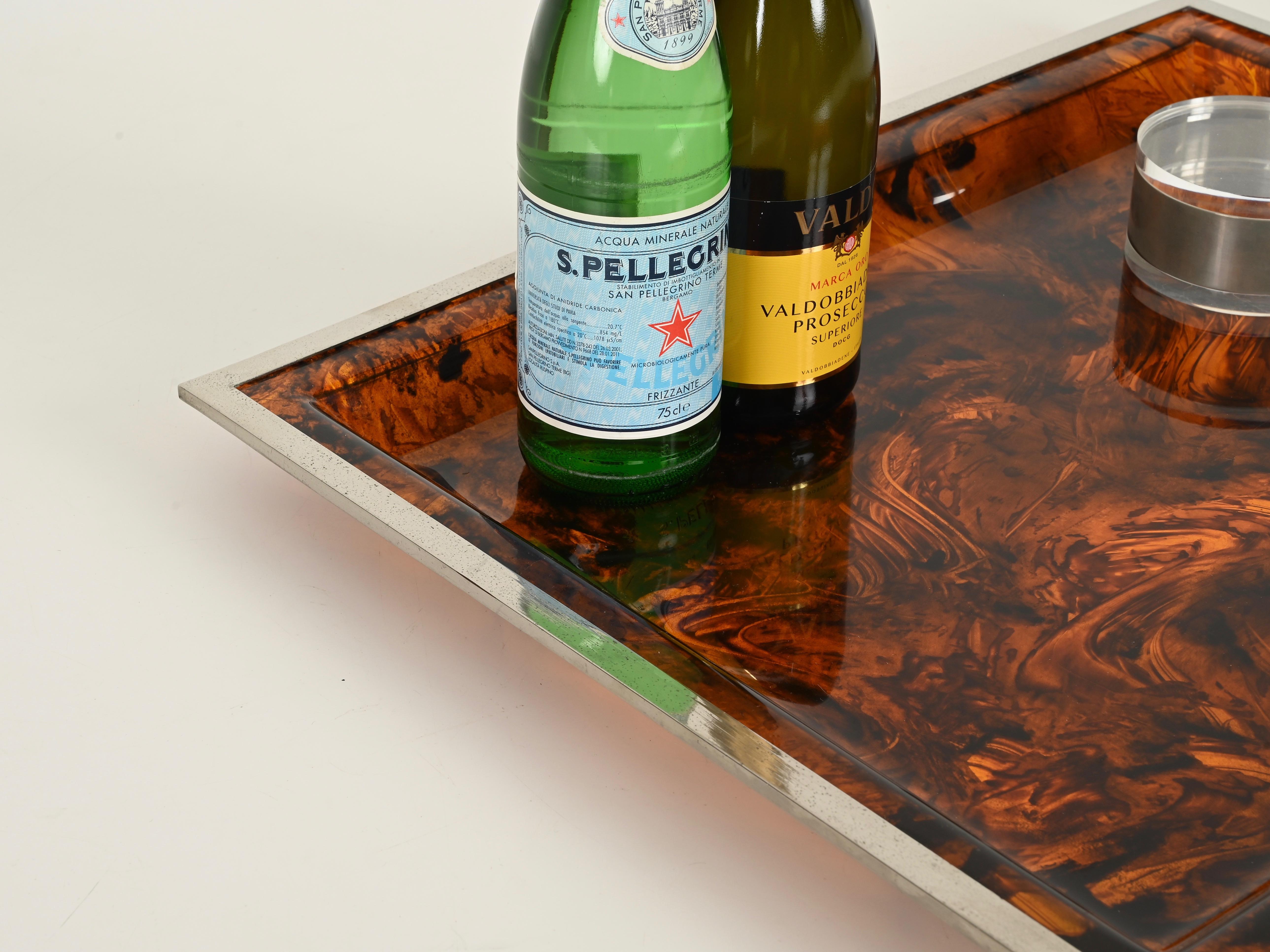 Fatto a mano Vassoio rettangolare Dior in lucite effetto tartaruga, Italia, anni '70 in vendita