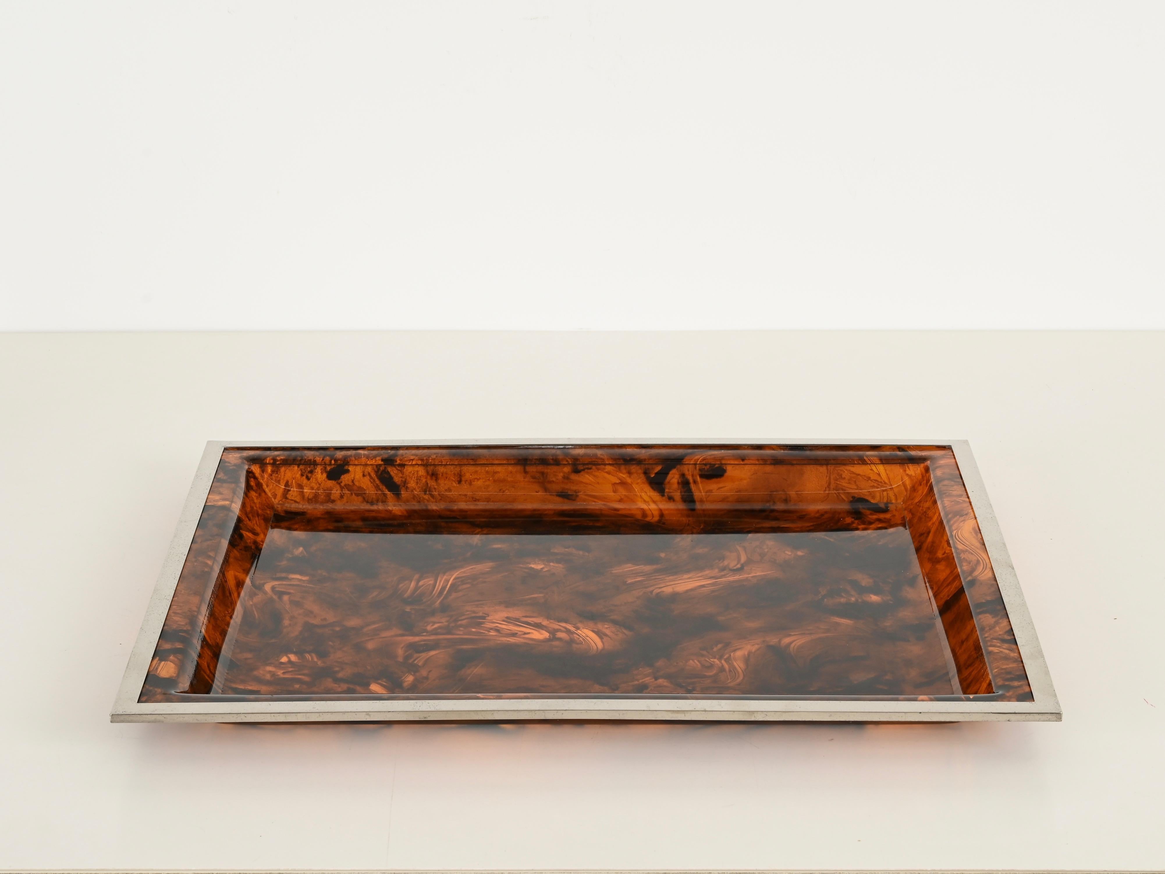 Vassoio rettangolare Dior in lucite effetto tartaruga, Italia, anni '70 in vendita 1