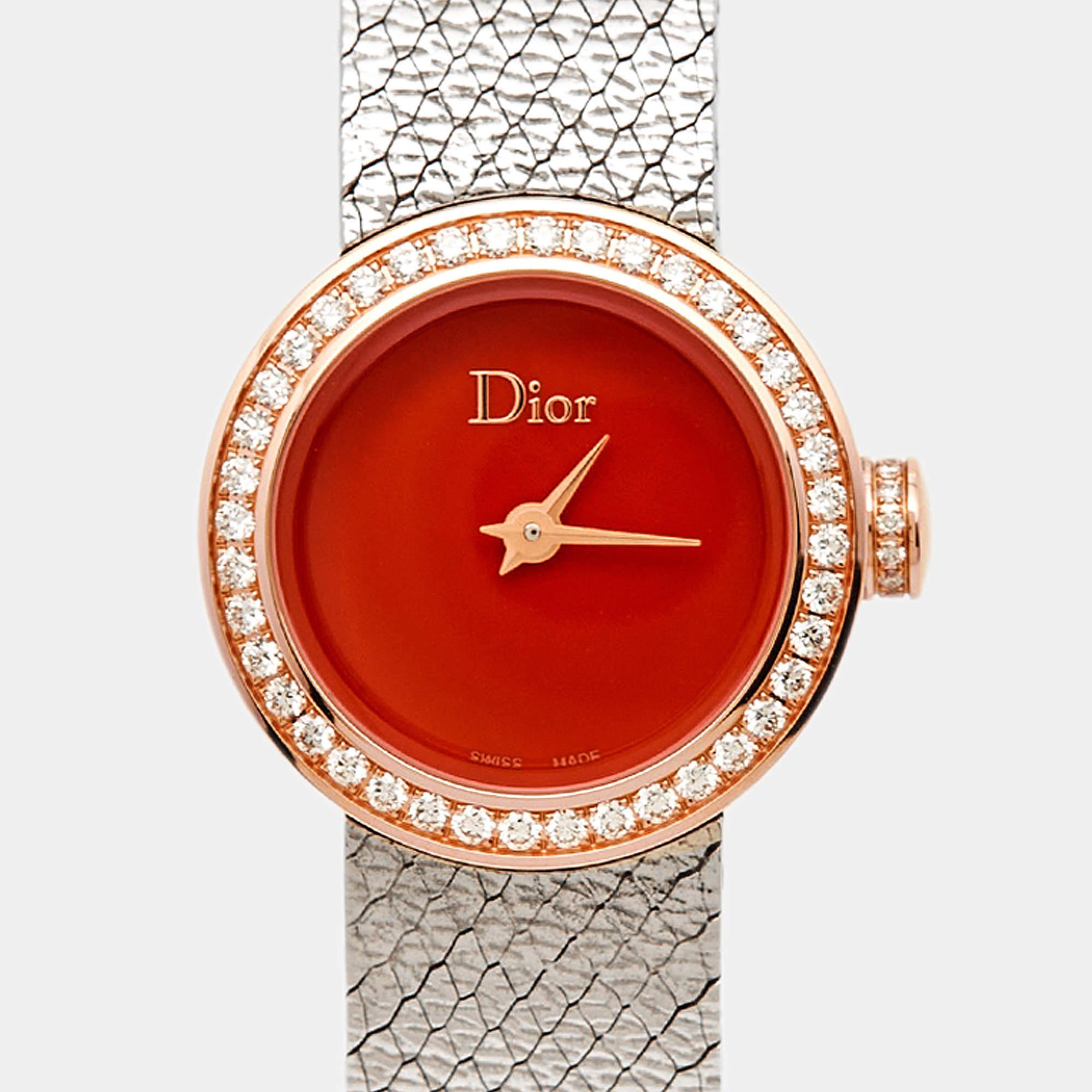 dior women's watch rose gold
