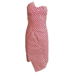 Dior red asymmetrical strapless dress, FW 2000