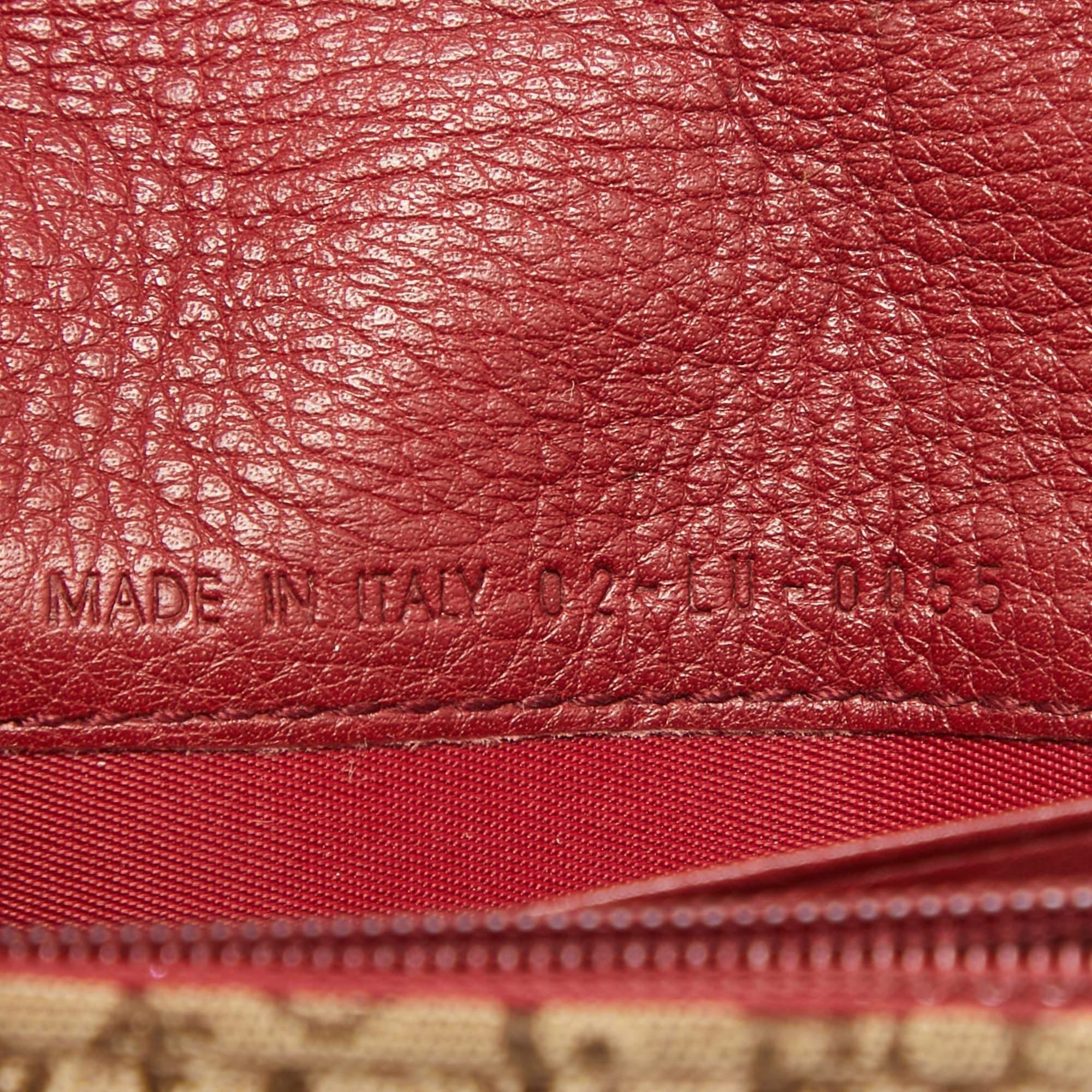 Portefeuille Street Chic en cuir et tissu oblique rouge/beige Dior 2