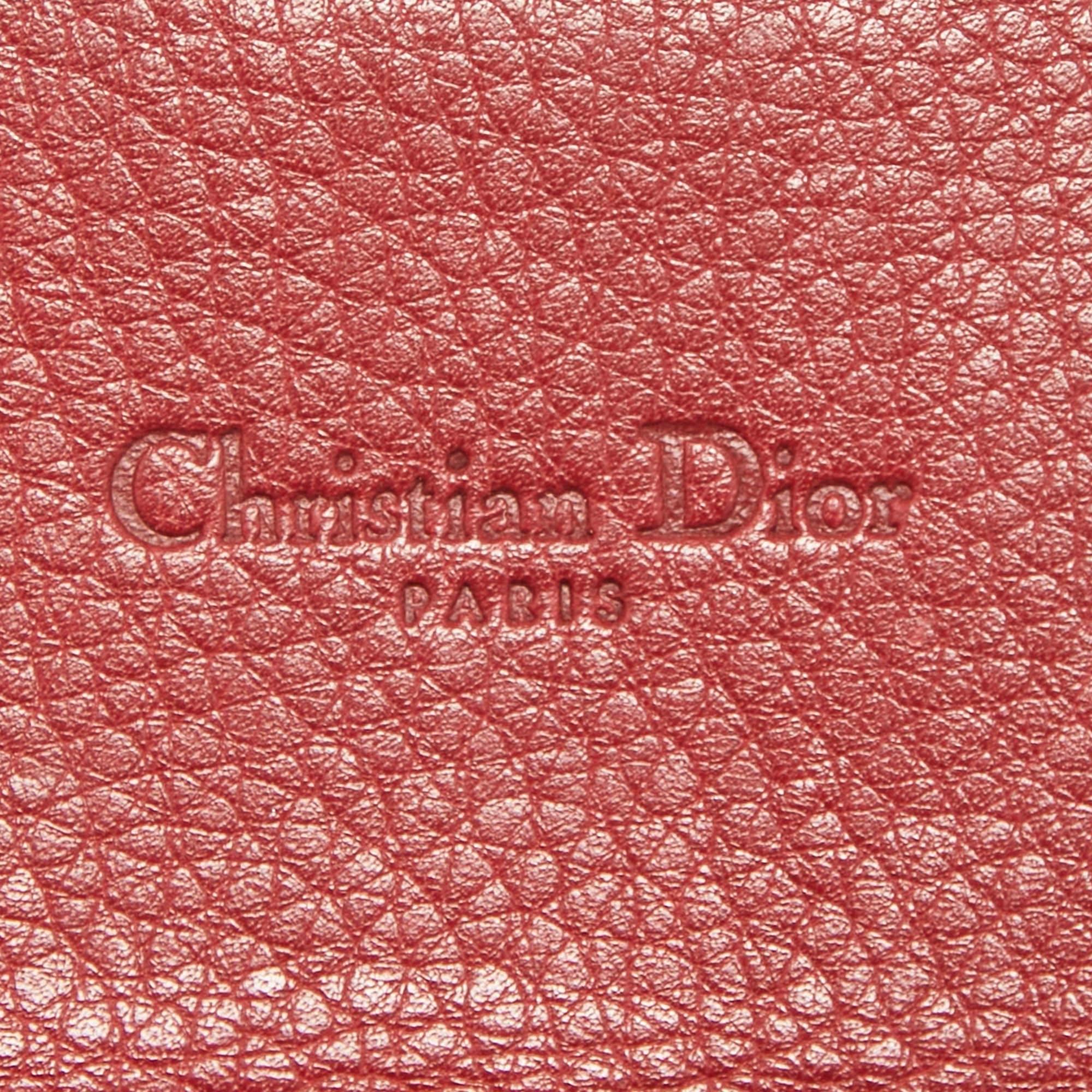 Portefeuille Street Chic en cuir et tissu oblique rouge/beige Dior 3