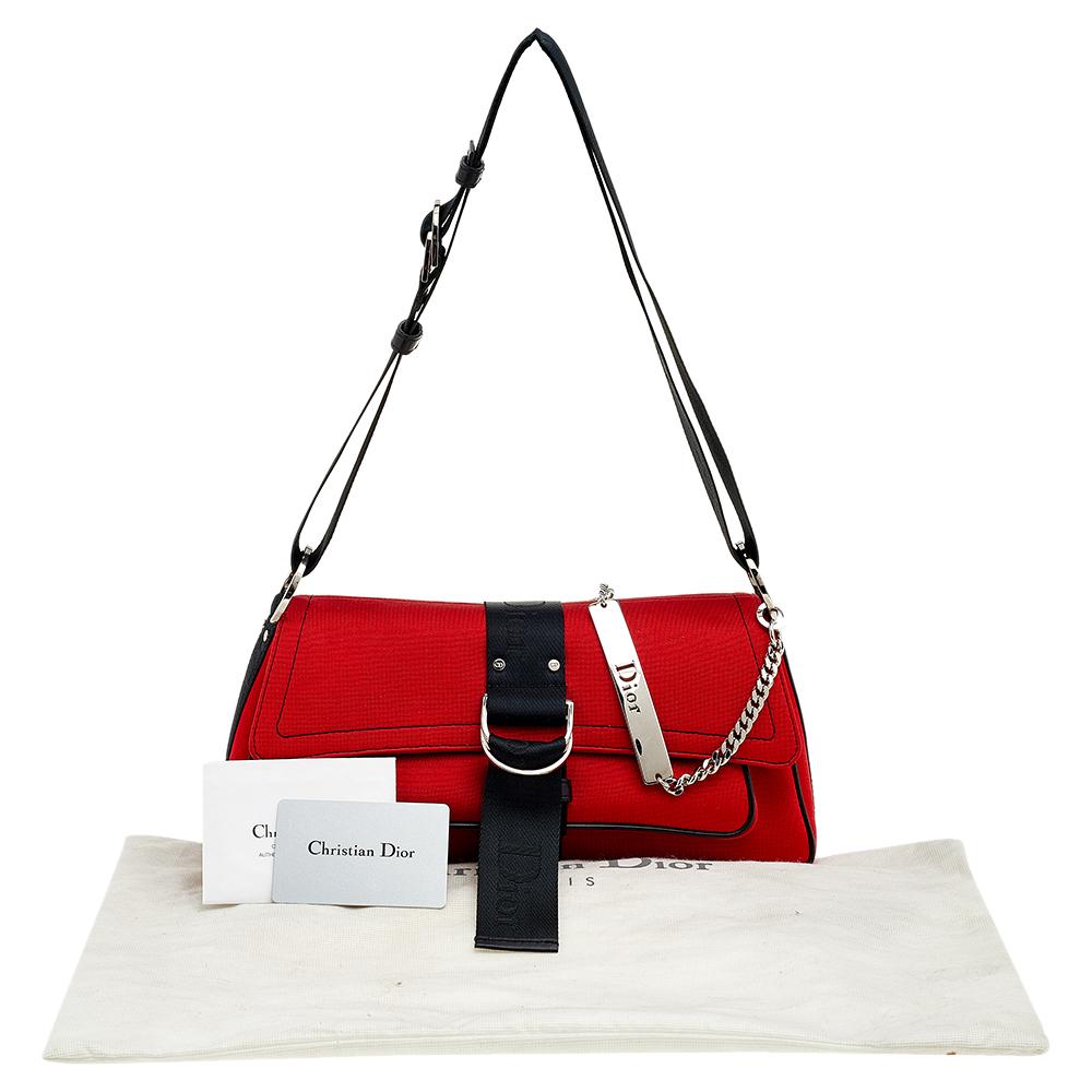 Dior - Sac à bandoulière Hardcore en tissu rouge/noir 7