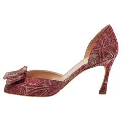 Dior Red Brocade Fabric Idylle D'orsay Pumps 