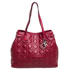 Dior Red Cannage Coated Canvas and Leather Medium Panarea Tote
