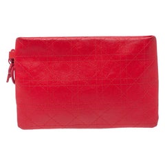 Dior Red Cannage Coated Canvas Panarea Clutch