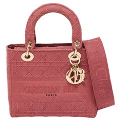 Dior Red Cannage Embroidered Canvas Medium Lady D-Lite Tote