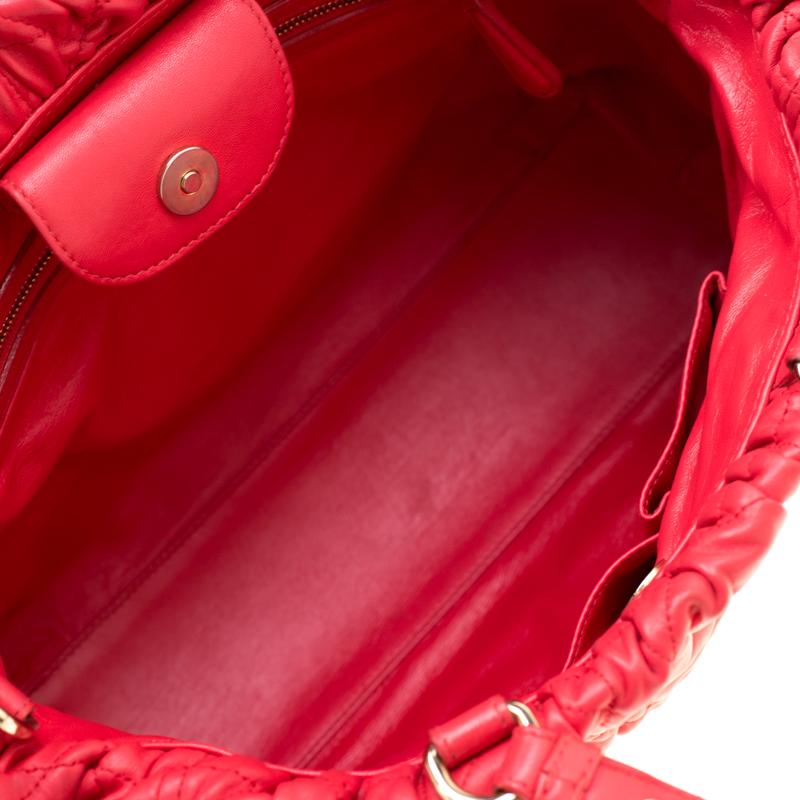 Dior Red Cannage Leather Delices Gaufre Tote 7