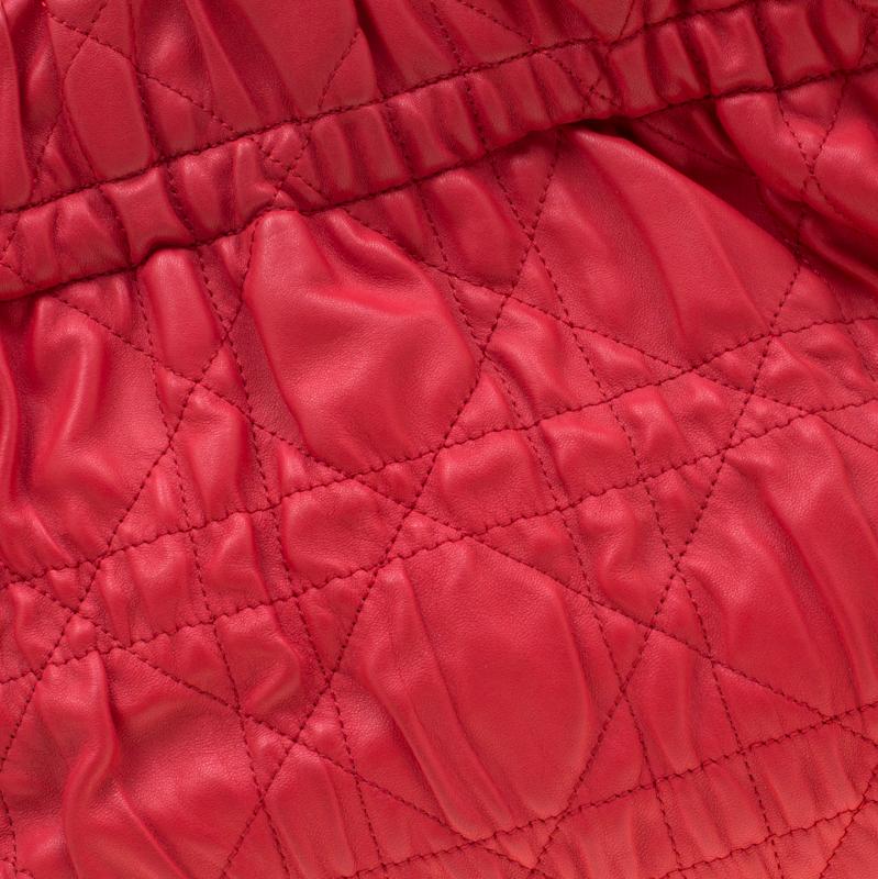Dior Red Cannage Leather Delices Gaufre Tote 2