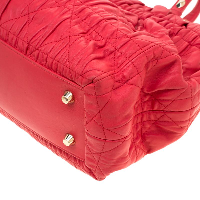 Dior Red Cannage Leather Delices Gaufre Tote 3