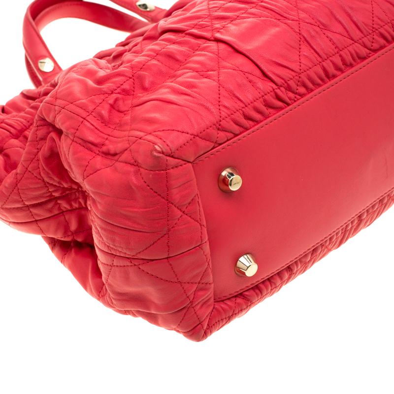 Dior Red Cannage Leather Delices Gaufre Tote 4