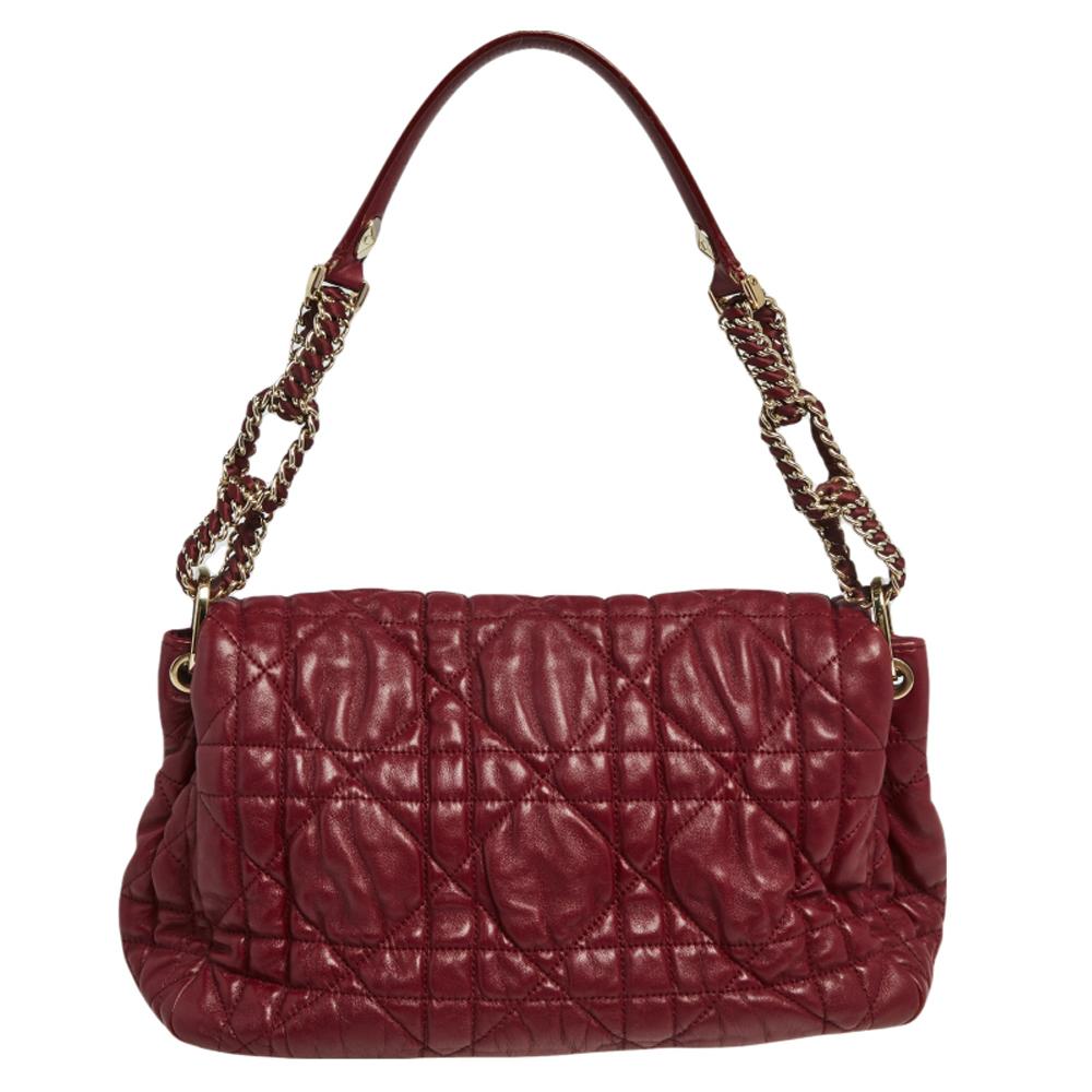 Dior Red Cannage Leather Delidior Flap Shoulder Bag In Good Condition In Dubai, Al Qouz 2