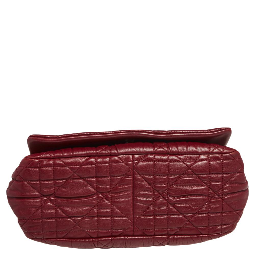 Women's Dior Red Cannage Leather Delidior Flap Shoulder Bag