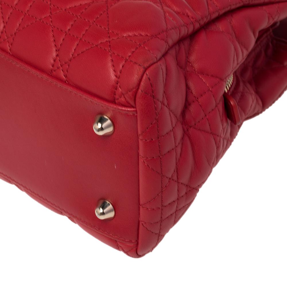 Dior Rotes Cannage Leder Dior Weiche Einkaufstasche 6