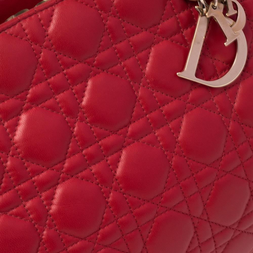 Dior Rotes Cannage Leder Dior Weiche Einkaufstasche 7
