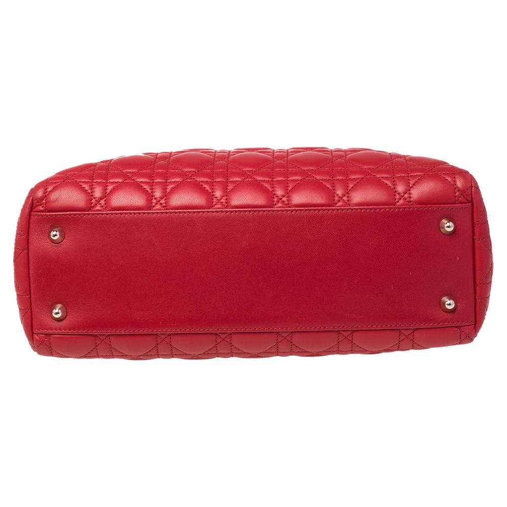 Dior Rotes Cannage Leder Dior Weiche Einkaufstasche 1