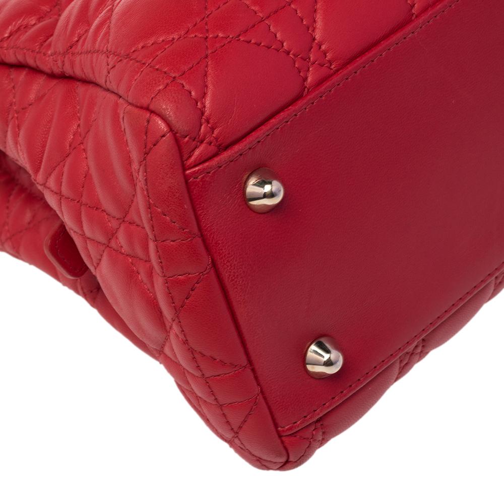 Dior Rotes Cannage Leder Dior Weiche Einkaufstasche 5