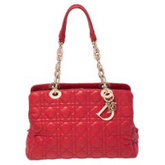 Dior Rotes Cannage Leder Dior Weiche Einkaufstasche