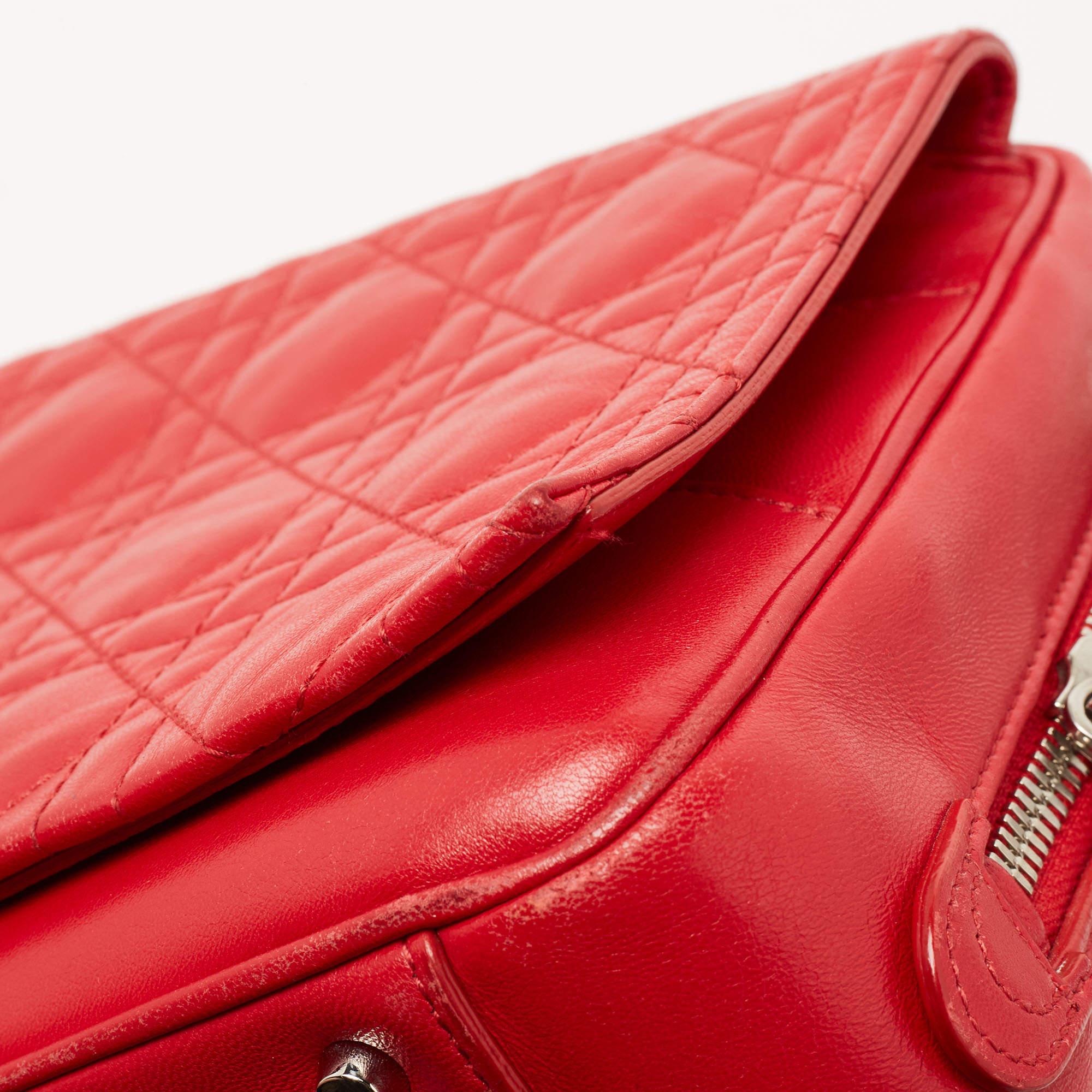 Dior Red Cannage Leather Flap Camera Shoulder Bag 6