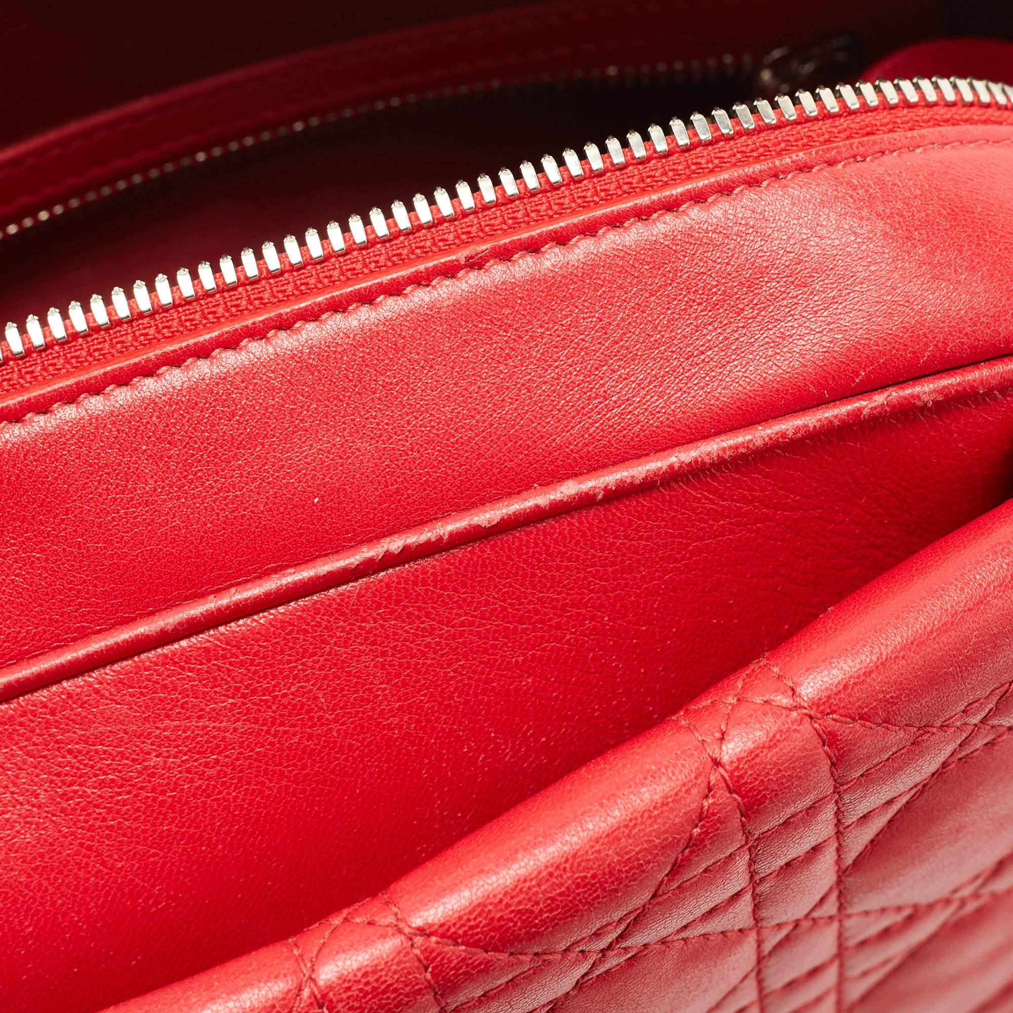 Dior Red Cannage Leather Flap Camera Shoulder Bag 7