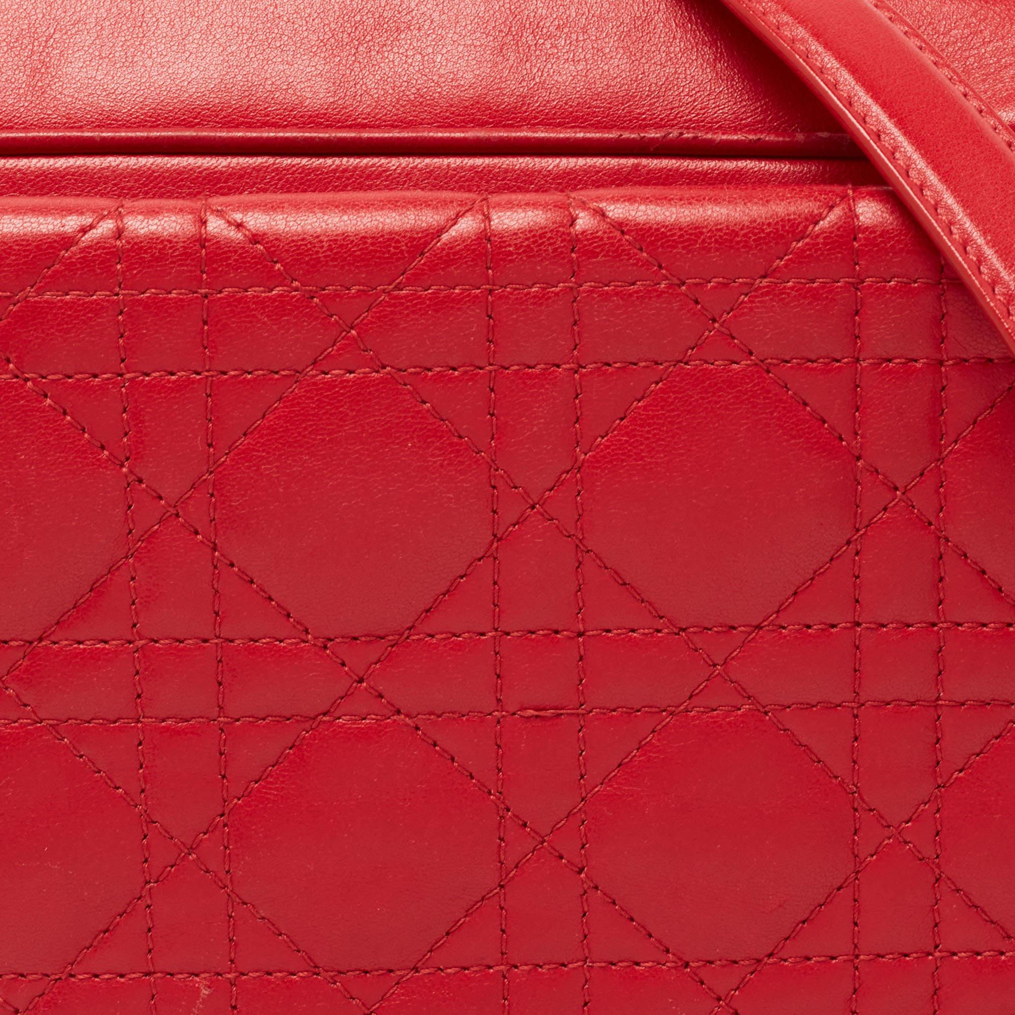 Dior Red Cannage Leather Flap Camera Shoulder Bag 2