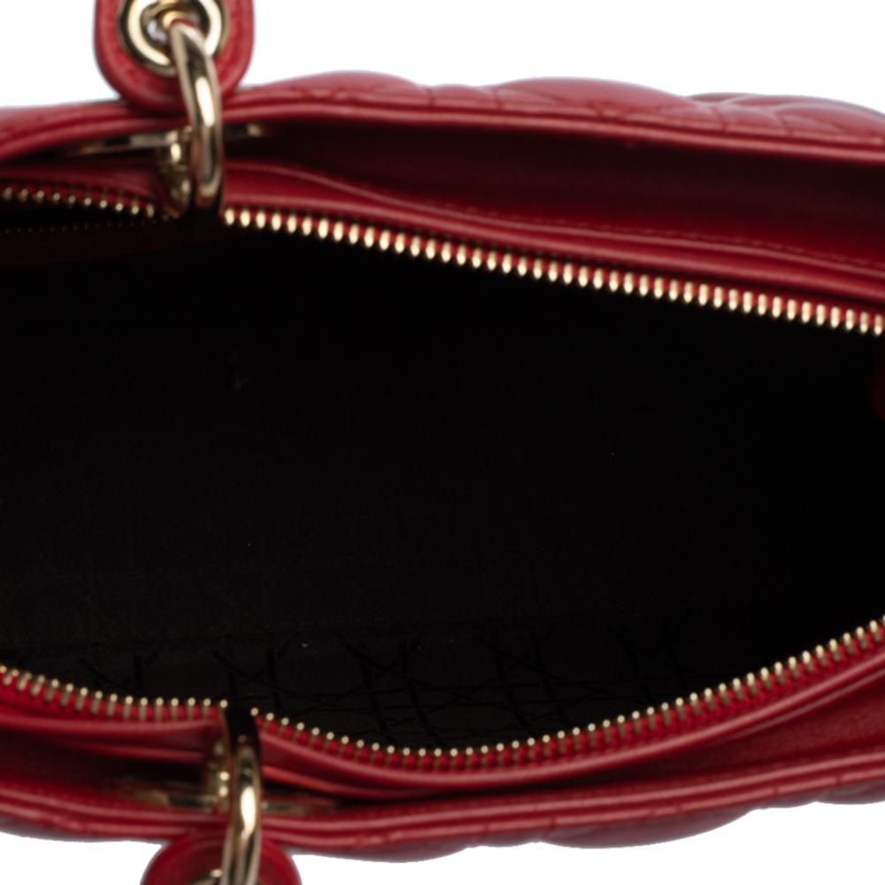 Dior Red Cannage Leather Large Lady Dior Tote 8