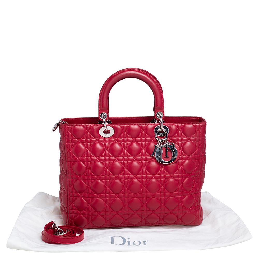 Dior Red Cannage Leather Large Lady Dior Tote 8