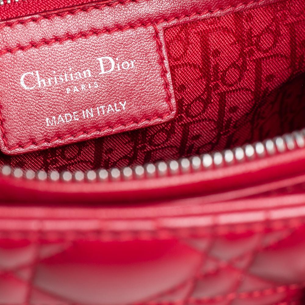 Dior Red Cannage Leather Large Lady Dior Tote 3