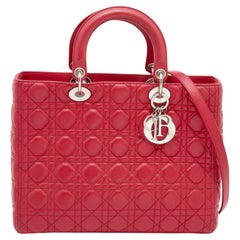 Große Lady Dior-Tasche aus rotem Cannage-Leder