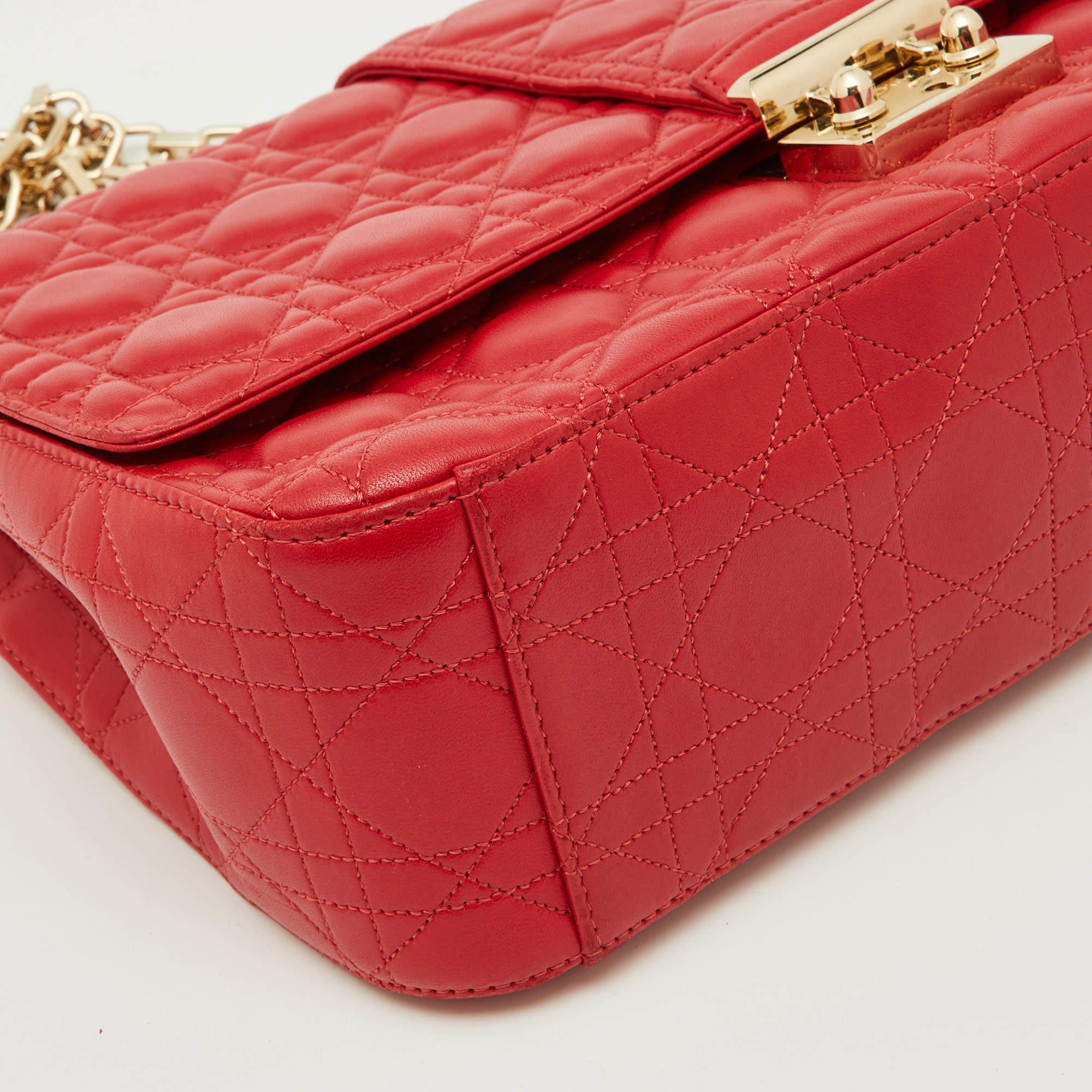 Dior Red Cannage Leather Large Miss Dior Shoulder Bag In Good Condition For Sale In Dubai, Al Qouz 2